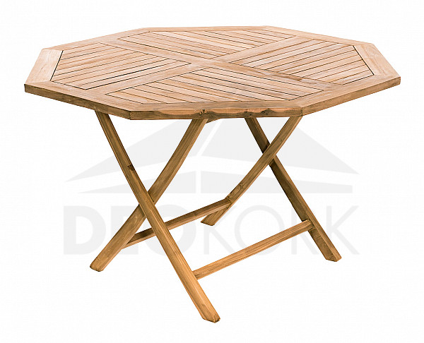 Zahradní skládací stůl osmiúhelník HAGEN ⌀ 120 cm (teak)