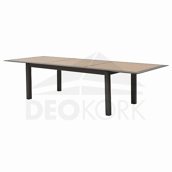 Hliníkový stůl VERMONT 216/316 cm (šedo-hnědý/medová)
