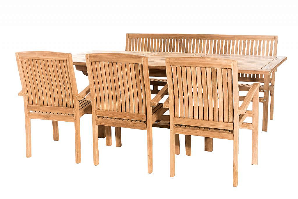 Zahradní nábytek ze dřeva s lavicí