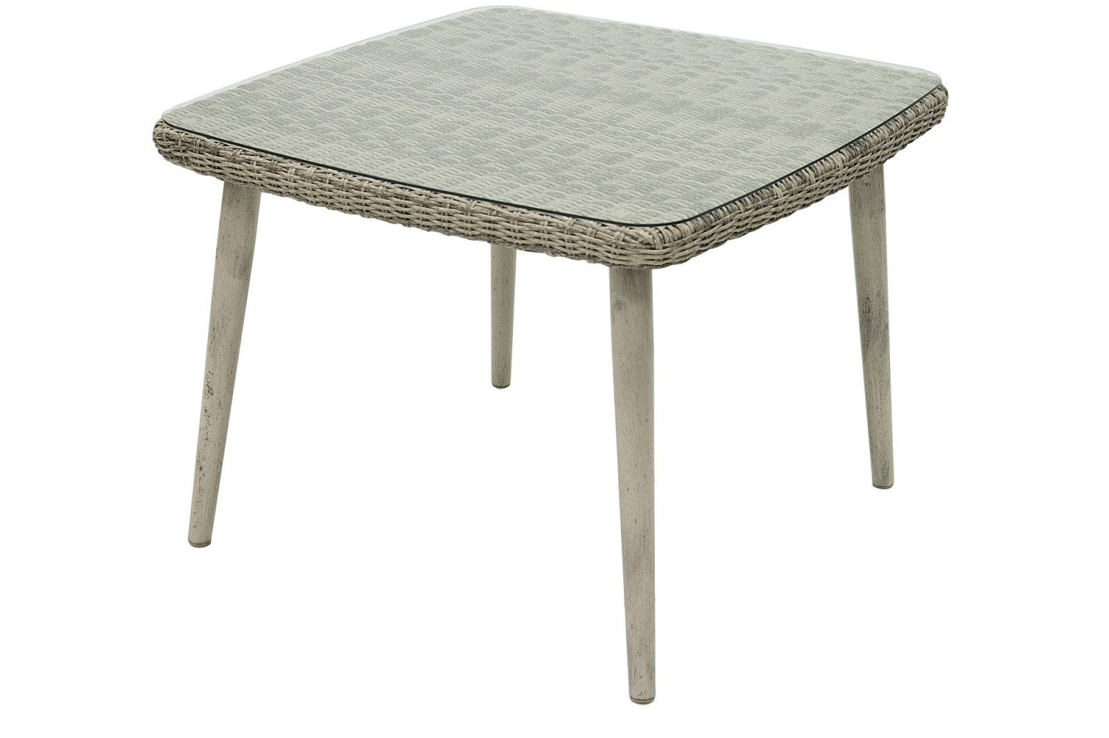 Zahradní ratanový stůl se sklem VICTORIA 100 x 100 cm (šedý)