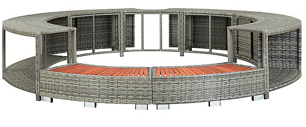Levně DEOKORK Set nábytku k mobilní vířivce kruhové (šedý umělý polyratan)
