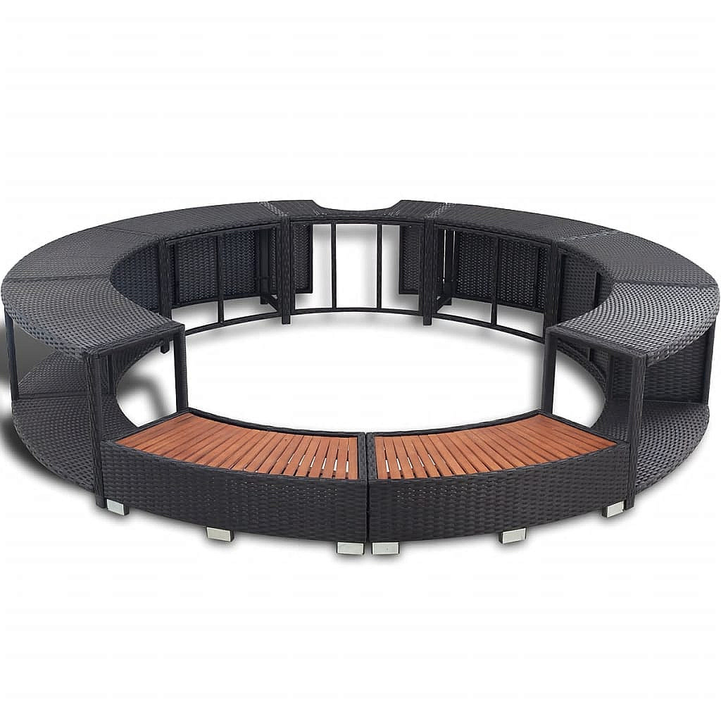 Levně DEOKORK Set nábytku k mobilní vířivce kruhové (černý umělý polyratan)