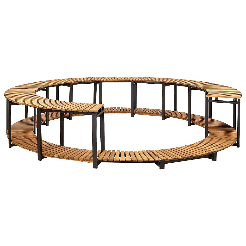 DEOKORK Set nábytku k mobilní vířivce kruhové (masivní tropické dřevo z akácie)