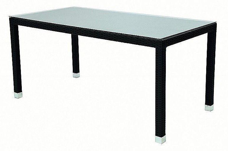 Levně DEOKORK Zahradní ratanový stůl NAPOLI 160x80 cm (černá)