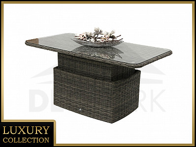 Ratanový stůl výsuvný jídelní/odkládací 150 x 80 cm BORNEO LUXURY (šedá)