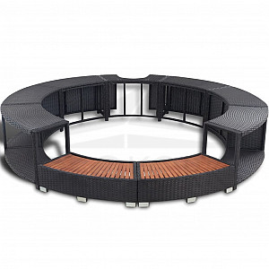 Set nábytku k mobilní vířivce kruhové (černý umělý polyratan)