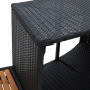 Set nábytku k mobilní vířivce kruhové (černý umělý polyratan + masivní tropické dřevo z akácie)